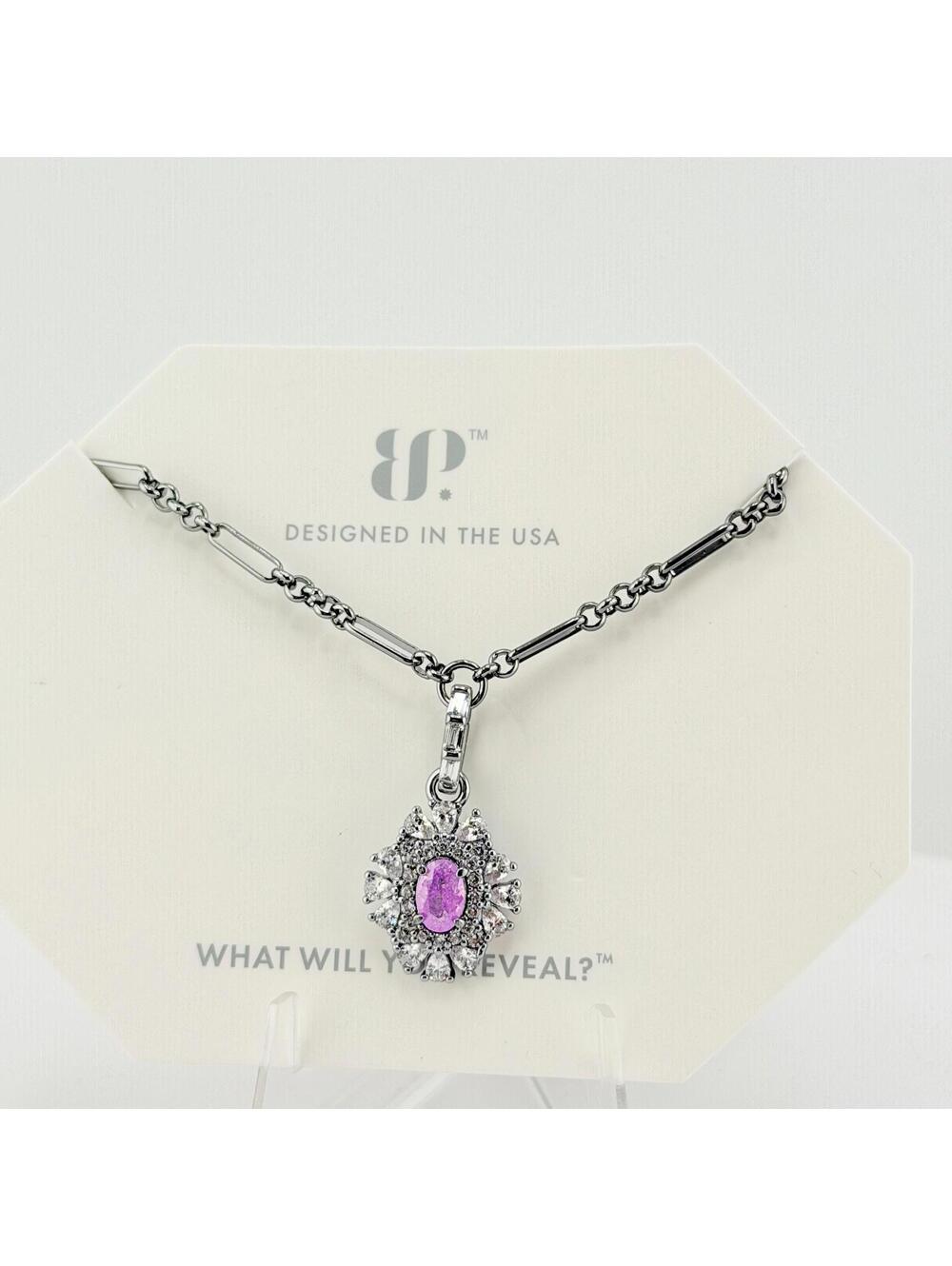 Bomb Party Necklace “Sparking A Memory” Lavender Ice Crystal on Hematite